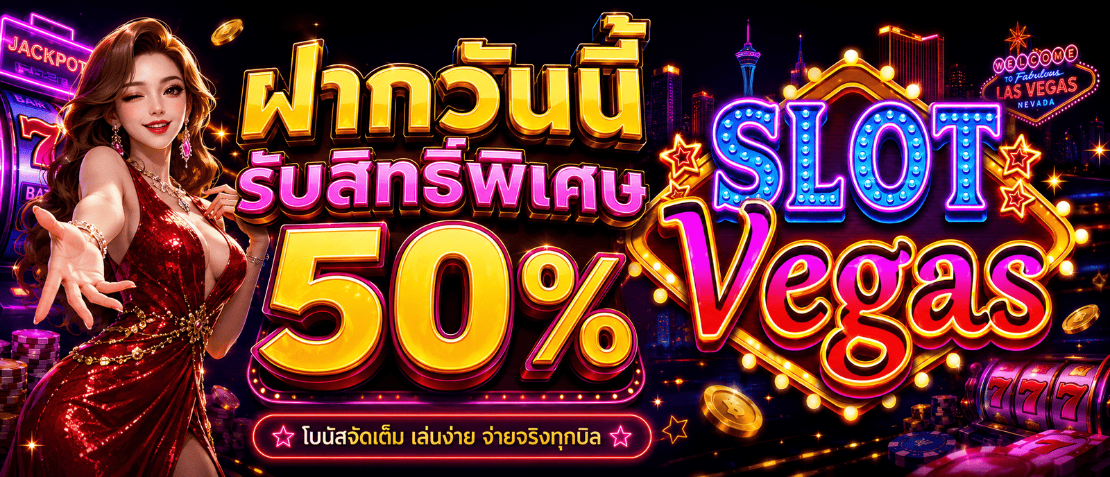 ฝากวันนี้รับสิทธิ์พิเศษ 50 %
